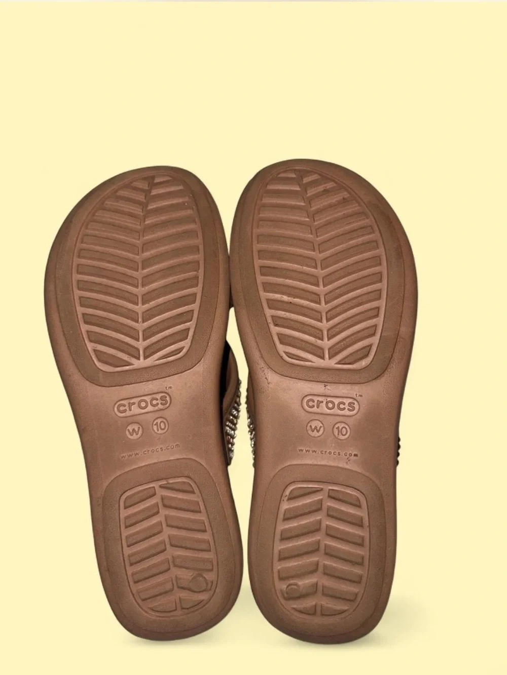 CROCS Women’s Brown Jeweled Thong Sandals